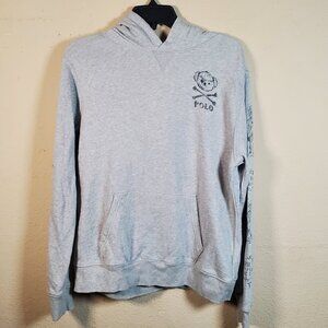 Polo Ralph Lauren Boys XL, Mens S Gray Bear Crossbones Hoodie Sweatshirt